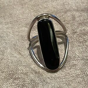 Sterling ATI Black Onyx Oblong Silver 925 Ring Size 8.25 Mexican Designer